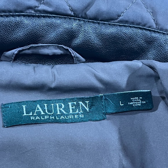 Lauren Ralph Lauren Jacket Womens Large Gray Brown Quilted Snap Lightweight Poly - Picture 7 of 15